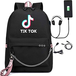 JDSWAN Unisex Tik Tok Zaino Con Porta USB Backpack per Laptop e Zaino per zaino Casual Maschili e Femminili Moda Giovanile（20-35L） características