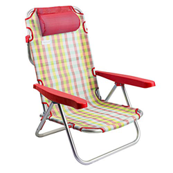 Mediawave Store - Spiaggina piegevole reclinabile ONSHORE 545126 da Spiaggia in textilene Quadri (Rosso) en oferta