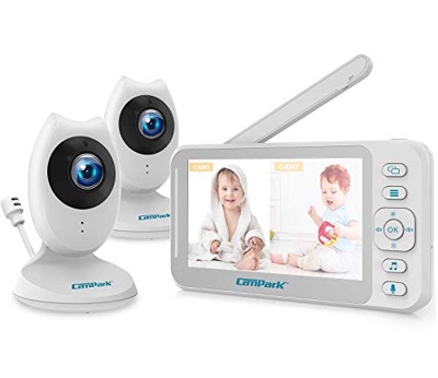 Campark Baby Monitor con 2 Camera e Schermo da 4.3" LCD, Videocamera con Audio a Due Vie, Telecamera con Notturna Visione, VOX, Attivazione Vocale, 8 