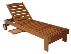 AVANTI TRENDSTORE - Molina - Sdraio da Giardino in Legno di Teak con Schienale Regolabile, rotelle e poggiabevande Integrato, Dimensioni: Lap 183x82,5 en oferta
