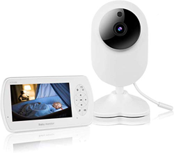 PREUP Baby Monitor con Display 1080P da 4,3 Pollici, 2.4G Wireless, Telecamera con Visione Notturna, Audio a due vie, Allarme Febbre, Allarme Pianto e características