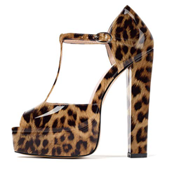 Mettesally Sandali con Plateau Donna,Scarpe col Tacco con Cinturino a T Donna,Sandali Donna - Leopard EU45 características