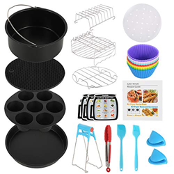 ATopoler 8Inch/20CM Accessori per Friggitrici ad Aria, Set da 16 pezzi con Ricettario per Ricette, Rivestimento Antiaderente Compatibile, per Accessor precio