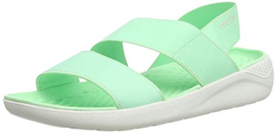 Crocs LiteRide Stretch Sandal, Punta Aperta Donna, Neo Mint/Almost White, 39 EU