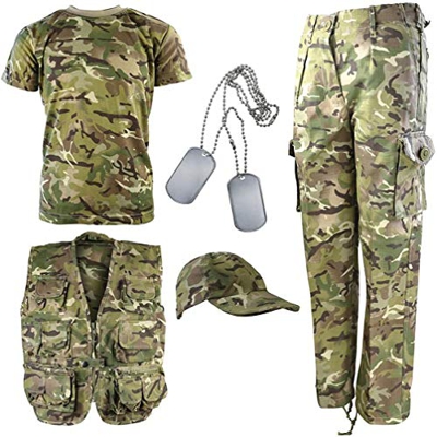 Kombat UK Kit DPM Costume Mimetico Esploratore Esercito per Bambini, Bambino, BTP, British Terrain Pattern, 9-10 Anni