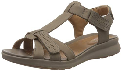 Clarks Un Adorn Vibe, Sandali con Cinturino alla Caviglia Donna, Grigio (Taupe Nubuck Taupe Nubuck), 36 EU