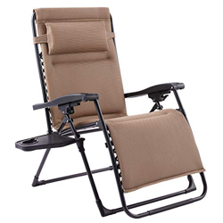 VONLUCE Sedia Sdraio Reclinabile con Portabicchieri Sedia Gravità Zero per Esterni con Poggiatesta Imbottito Lettino Pieghevole e Impermeabile per Gia en oferta