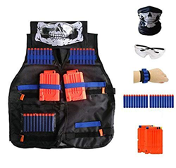 Locisne Gilet tattico per bambini Giacca per pistola giocattolo Nerf Serie N-Strike Elite(freccette 20pcs in schiuma+occhiali protettivi+maschera per  precio