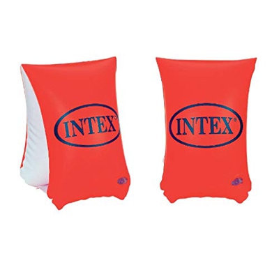 Intex- Braccioli Deluxe, Colore Arancio/Bianco, 30 x 15 cm, 58641