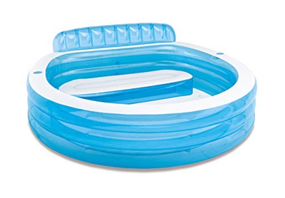 Intex-57190NP Piscina Family con Poltrona, Colore Bianca/Azzurro, 224x216x76 cm, 57190