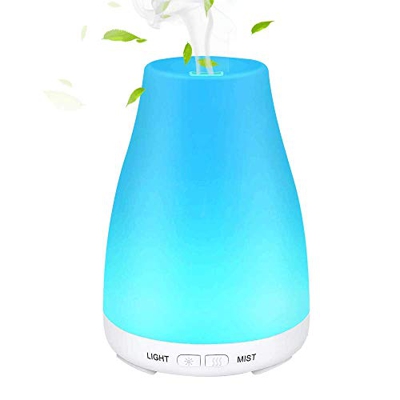SaponinTree Diffusore di Oli Essenziali Ultrasuoni, 100ml Diffusore di Aromi Ultrasuoni con 7 colori LED Selezionabili, Purificatore Aria, per Yoga, C