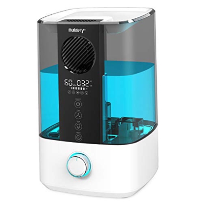 Nulaxy Ventola in Alto Umidificatore 4.5L, Umidificatore Ambiente Ultrasuoni con Spegnimento Automatico, Allarme Pulizia, Timer per Casa / Ufficio fin