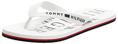 Tommy Hilfiger Nautical Print Beach Sandal, Punta Aperta Uomo, Bianco (White Ybs), 44 EU