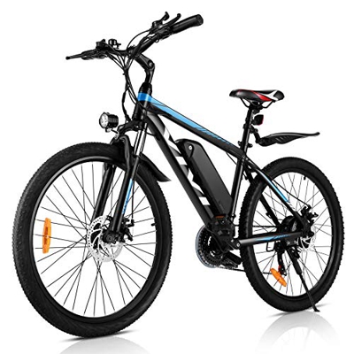VIVI 26" Mountain Bike elettrica da 26" 250W 36V 36V 10.4Ah Batteria rimovibile Commuter Bike 25MPH 21 Speed Gears E-Bike per adulti (BLU)