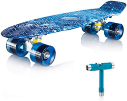 Newdora 22 " Skateboard Cruiser Completo con Ruota Luminosa a LED Colorati per Bambini, Ragazzi, Ragazze, Idea regalo en oferta