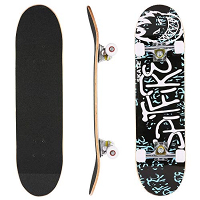 ANCHEER Skateboard 79 x 19 cm, Pattini Standard Completi per Bambini Adolescenti Principianti, Copertina in Legno di Acero Canadese, 7 Strati con Cusc