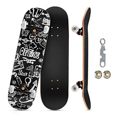 KOVEBBLE - Skateboard professionale standard completo, 71 x 20 cm, per bambini, ragazzi e adulti, principianti, adolescenti, regalo a 7 strati in acer