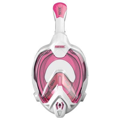 SEAC Fun, Maschera da Snorkeling Integrale, Sgancio di Sicurezza Unisex Bambini, Bianco/Rosa, XS/S