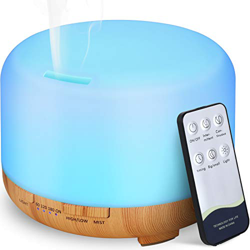 Hianjoo 450 ml Diffusore di Oli Essenziali con Telecomando, Umidificatore Ultrasuoni Diffusore con 7 LED Colori per Spa,Camera da Letto-Regali di Gran características