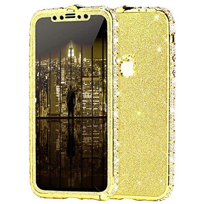 Surakey Cover Compatibile con iPhone 7 Plus Custodia Glitter Bling Paillettes Bordo in Metallo Bumper con Brillantini Diamante Moda Anti-Scratch Cover