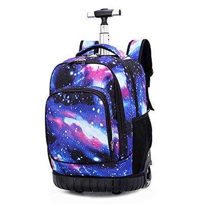 Dameing - Zaino trolley con ruote per studenti, di medie dimensioni, con doppia barra, impermeabile, da viaggio, per laptop B 18.9*12.2*8.3 inch