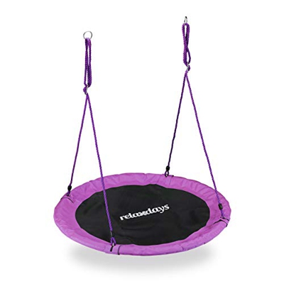 Relaxdays Altalena da Giardino a Nido, per Bambini e Adulti, Regolabile, Ø 90 cm, Portata Max. 100 kg, Viola Unisex, 150.00 x 90.00 x 90.00 cm