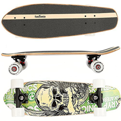 FunTomia Skateboard 66cm - 7ply Strati di Acero Canadese - con o Senza Ruote a LED (Skull/Senza Ruote LED) en oferta
