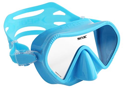 SEAC Mantra, Maschera da Sub Frameless Ragazzi in Silicone Colorato Unisex Adulto, Azzurro, Standard