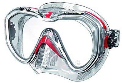 SEAC Italica, Maschera Sub Monolente per Immersione Subacquea Professionale, Ricreativa e Snorkeling, Alta qualità Made in Italy Unisex Adulto, Traspa