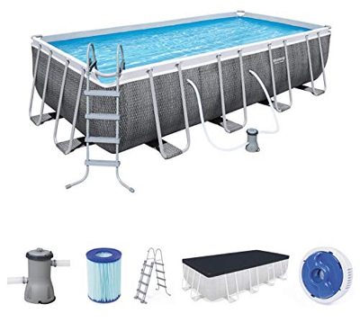 Bestway Piscina Power Steel Rettangolare 4.88m x 2.44m x 1.22m FUORITERRA, Colore, 488x244x122 cm