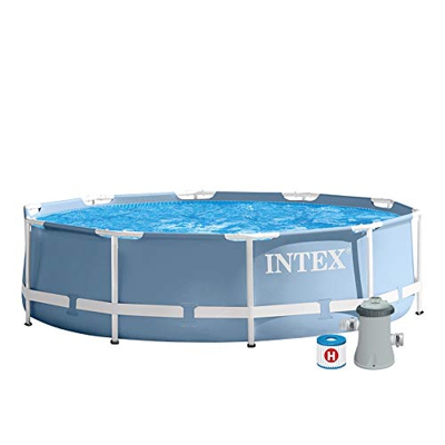 Intex PRISMA Frame Piscina fuori terra rotonda con pompa filtro, Azzuro, 305x76 cm