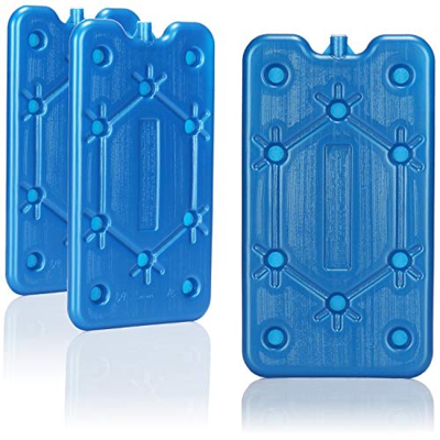 com-four® 3X Ghiaccio Piatto - Risparmio di Spazio e Ideale per Cool Box e Cool Bag - Elemento di Raffreddamento Stretto per Il Campeggio e la Spiaggi