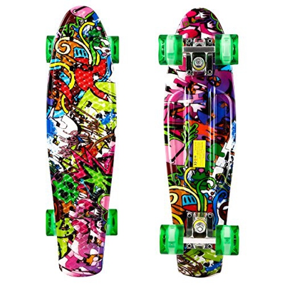 WeSkate - Skateboard da 22 zoll/55 cm, con rotelle luminose a LED, per adulti, bambini, ragazzi e ragazze