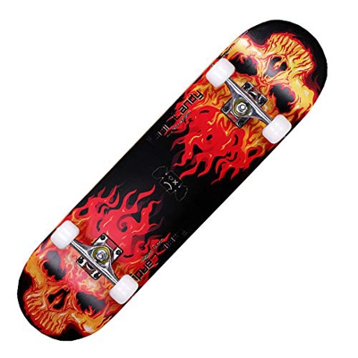 Fuxiang Skateboard Adulto 7.75" x 31" Completo Cruiser Skateboard Legno per Principianti Giovani Adulti Acero Double Kick Deck Tavola da Skate Vintage