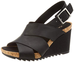 Clarks Flex Sand, Sandali con Cinturino alla Caviglia Donna, Nero (Black Leather Black Leather), 37 EU precio