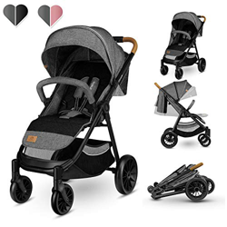 Lionelo Natt passeggino leggero pieghevole con zanzariera da 0 mesi fino 22 kg con posizione sdraiata ruote EVA cappottina XXL con finestrella regolaz en oferta
