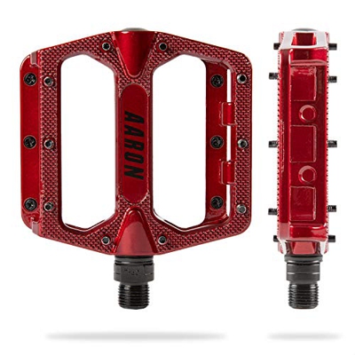 AARON Rock - Pedali Mountain Bike in Alluminio con Cuscinetti a Sfera sigillati - Antiscivolo con Piedini sostituibili | Superficie a Piattaforma per 