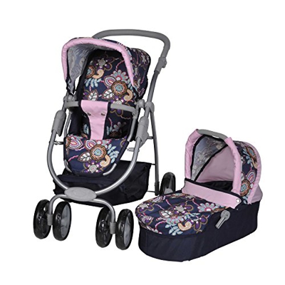 Knorrtoys.com 90778 - Coco, Passeggino trio per bambole, colore: Blu con motivo floreale