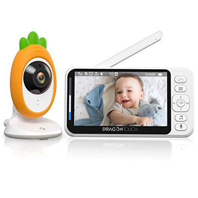 Dragon Touch 4.3"Video Baby Monitor, display LCD HD 1080P,Audio bidirezionale,Visione notturna a LED invisibile,modalità VOX,Schermo diviso,8 ninne na