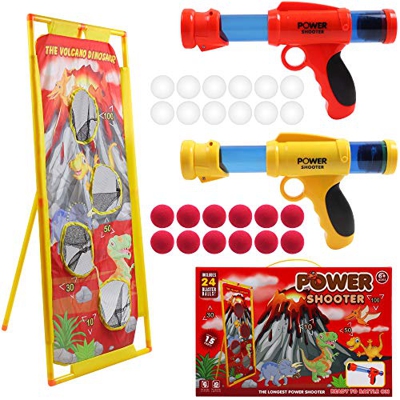 DigHealth 2 Pezzi Pistola Giocattolo con Bersaglio di Tiro Vulcano, Giocattolo di Tiro Bambini con Palline Spugna e Palline Luminose, Palle da Tiro Pi