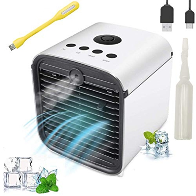 Nifogo Air Cooler Portable Condizionatore Silenzioso Raffreddatore d'Aria Evaporativo Umidificatore Purificatore d'Aria,7 Colore LED|USB Cooler per Ca
