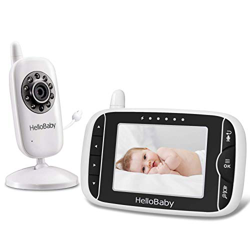 HelloBaby Video Baby Monitor con Videocamera e Audio | Mantieni i Bambini al Sicuro con Visione Notturna, Conversazione, Temperatura Ambiente, Autonom precio
