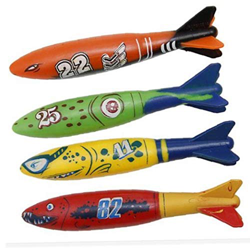 BYFRI 4 Pezzi di Lancio del Giocattolo Piscina Diving Gioco Estate Siluri Bandits Bambini subacqueo Dive Giocattolo características