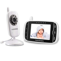 Hello Baby Baby Monitor, Schermo LCD a Colori da 3,2"Con VOX Sound Activate Night Vision e Sensore di Temperatura, Sistema Talkback a due vie, White C en oferta
