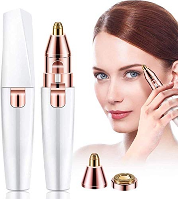 Rasoio elettrico da donna, epilatore viso, sopracciglia, sopracciglia, peli facciali, per tagliare le labbra, per viso, sopracciglia, 2 in 1, ricarica