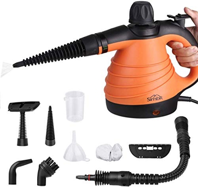SIMBR Pulitore Vapore, 350ML 1050W Pulitore a Vapore Portatile Multiuso con 9 Accessori per Rimuovere Macchie da Pavimento,Tappetto,Seggiolini,Auto,Cu