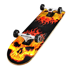 HYE-SPORT Skateboard Standard da 31 Pollici Basic Cruiser Tricks Skate Board Piattaforma Professionale Double Kick Concave - Logo a Colori e Legno Nat en oferta
