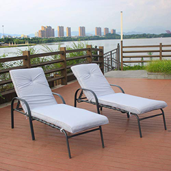 IKAYAA Sdraio da Giardino, Rattan Lettino Prendisole con Cuscino,Set 2X Sedia a Sdraio Schienale Regolabile Giardino Spiaggia Lettino da Sole en oferta