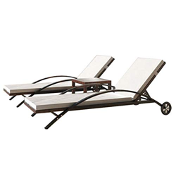Set Mobili da Giardino 2 Sedie a Sdraio e Tavolino Lettino Prendisole in Polyrattan Marrone precio