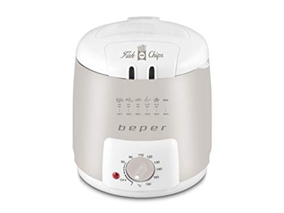 Friggitrice elettrica 1L, temperatura regolabile 190°C, cestello estraibile per facile pulizia, Panna